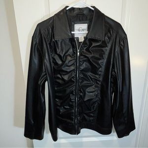 Weatherproof Jacket Black Faux Leather Womens Sz 2X Caren Sports outerwear zip
